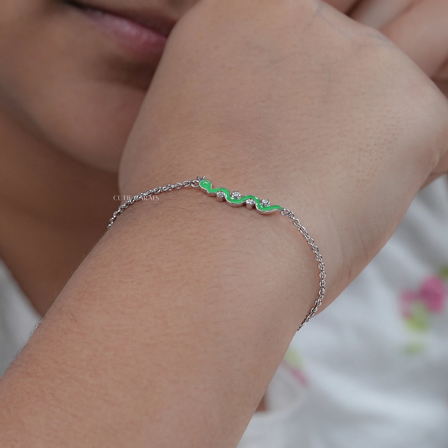 Snake Shape Enamel Kids Bracelet For Girls