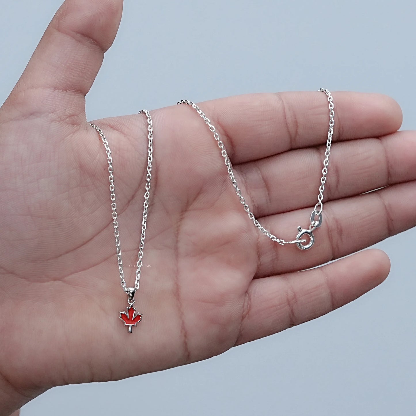 Red Enamel Maple Leaf Kids Pendant