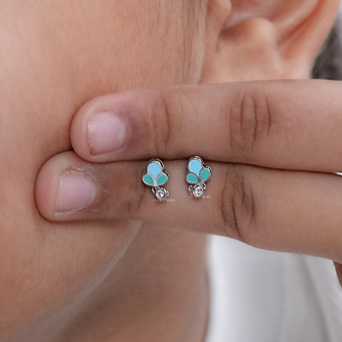 Colored Enamel Stud Earrings For Toddler