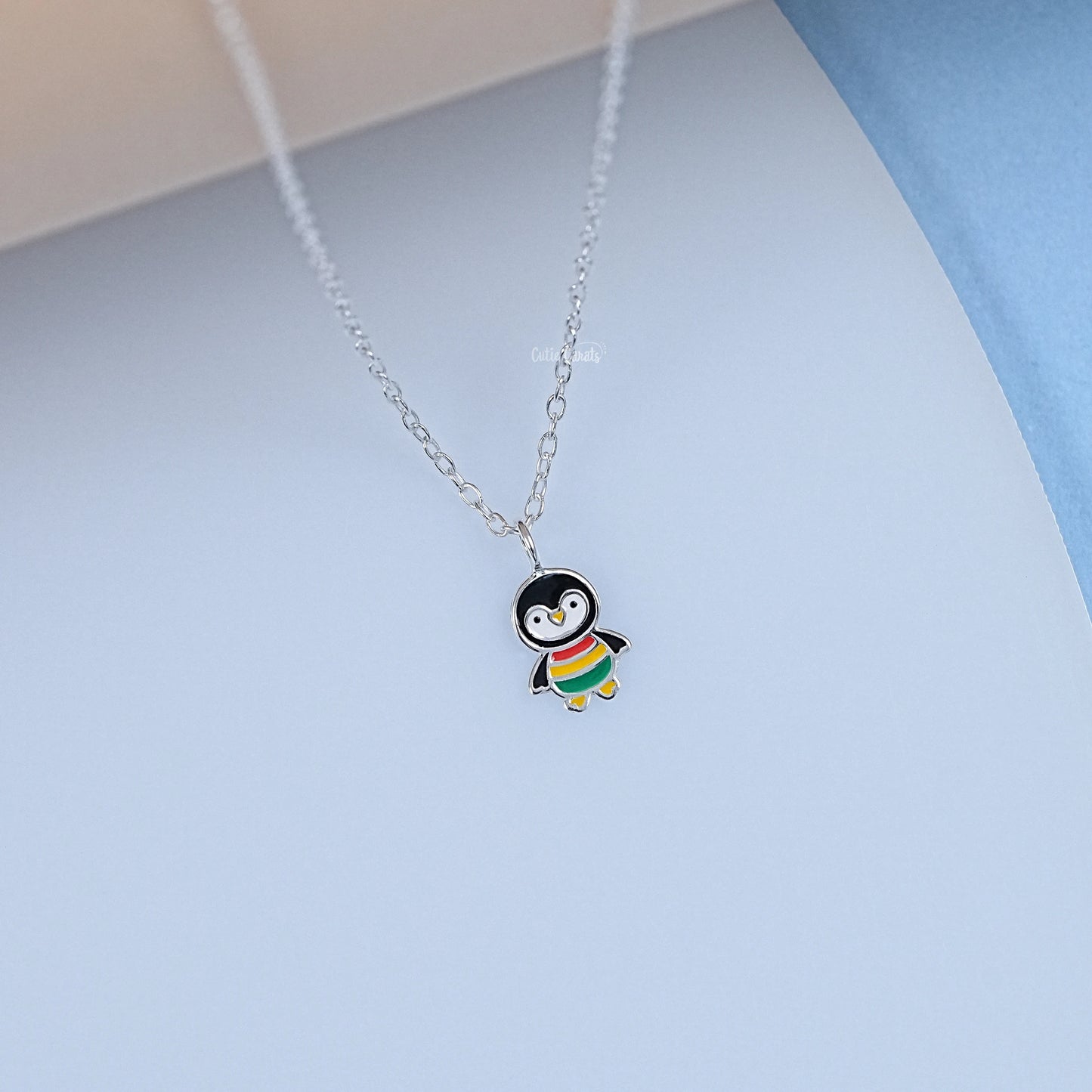 925 Sterling Silver Colorful Penguin Pendant