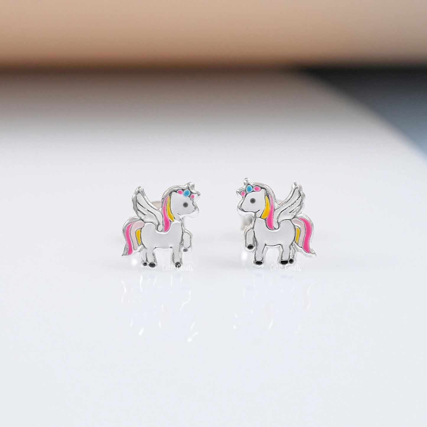 Sterling Silver Unicorn Earrings for Kids