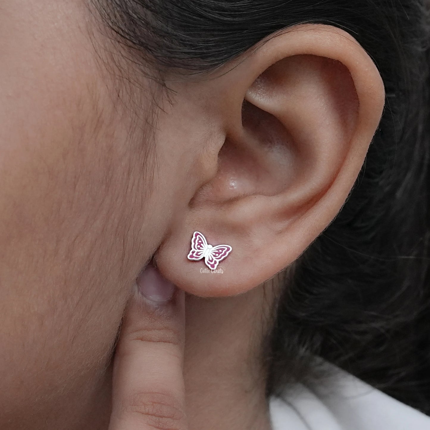 925 Silver Butterfly Enamel Stud Earring