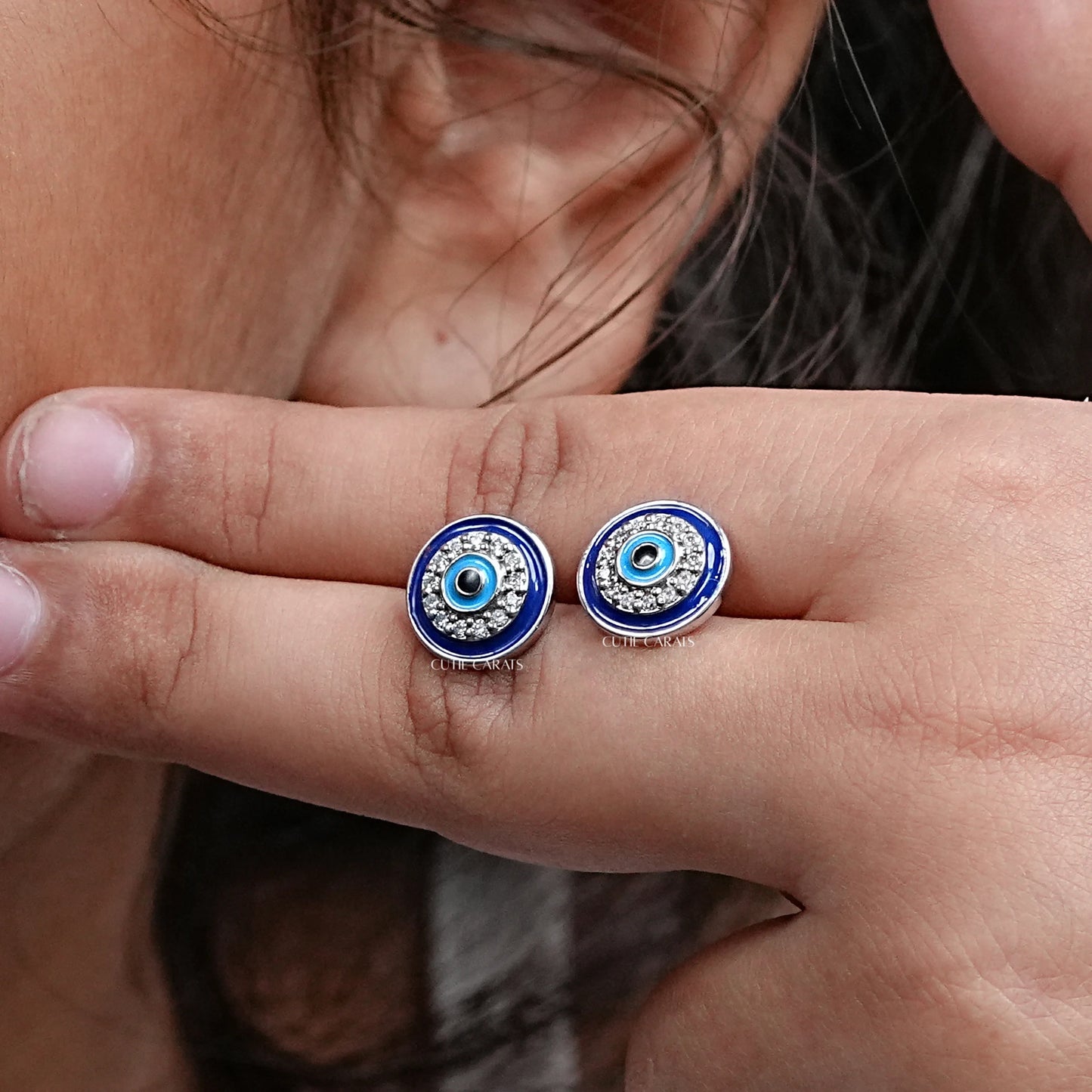Blue Evil Eye Earrings For Toddler