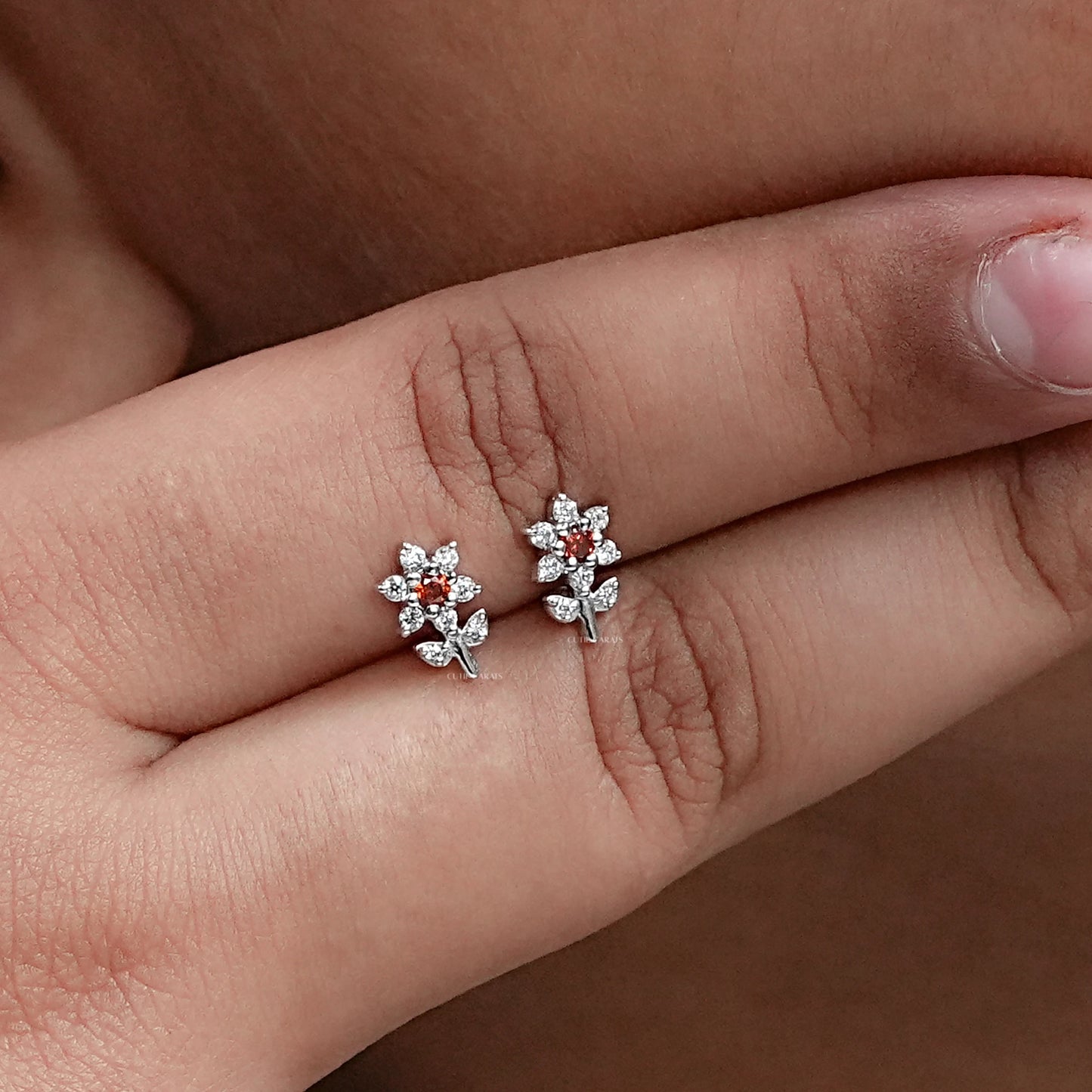 Minimalist Flower Shape Diamond Earring For Kids