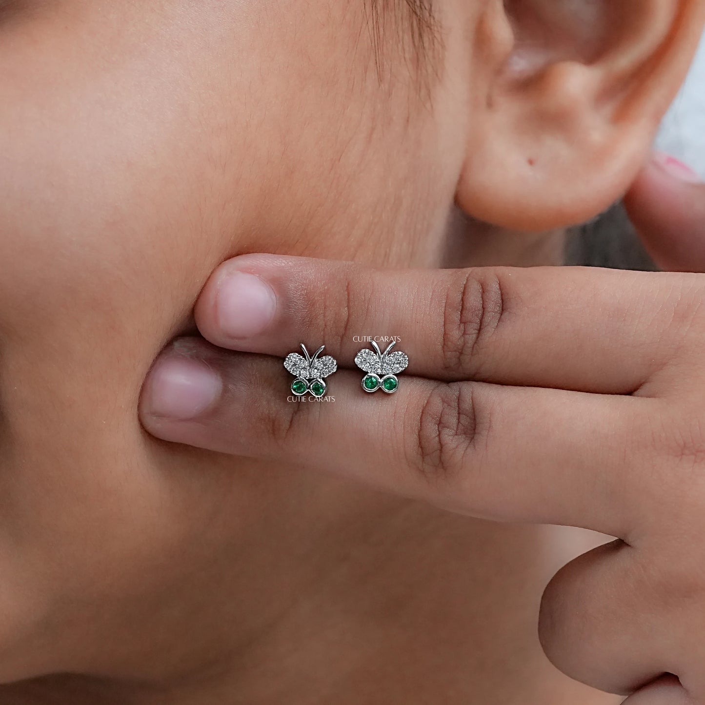 Minimalist Diamond Butterfly Earrings