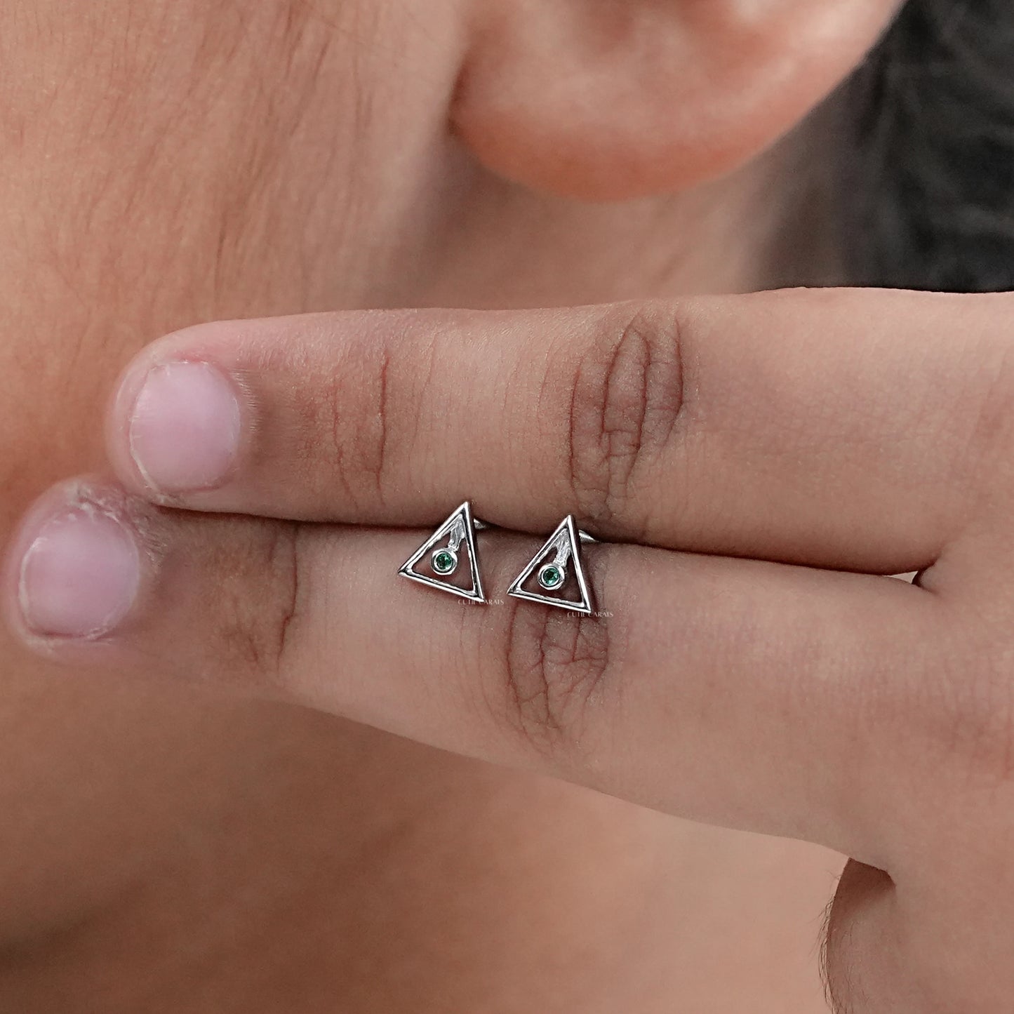 Round Lab Gemstone Diamond Stud