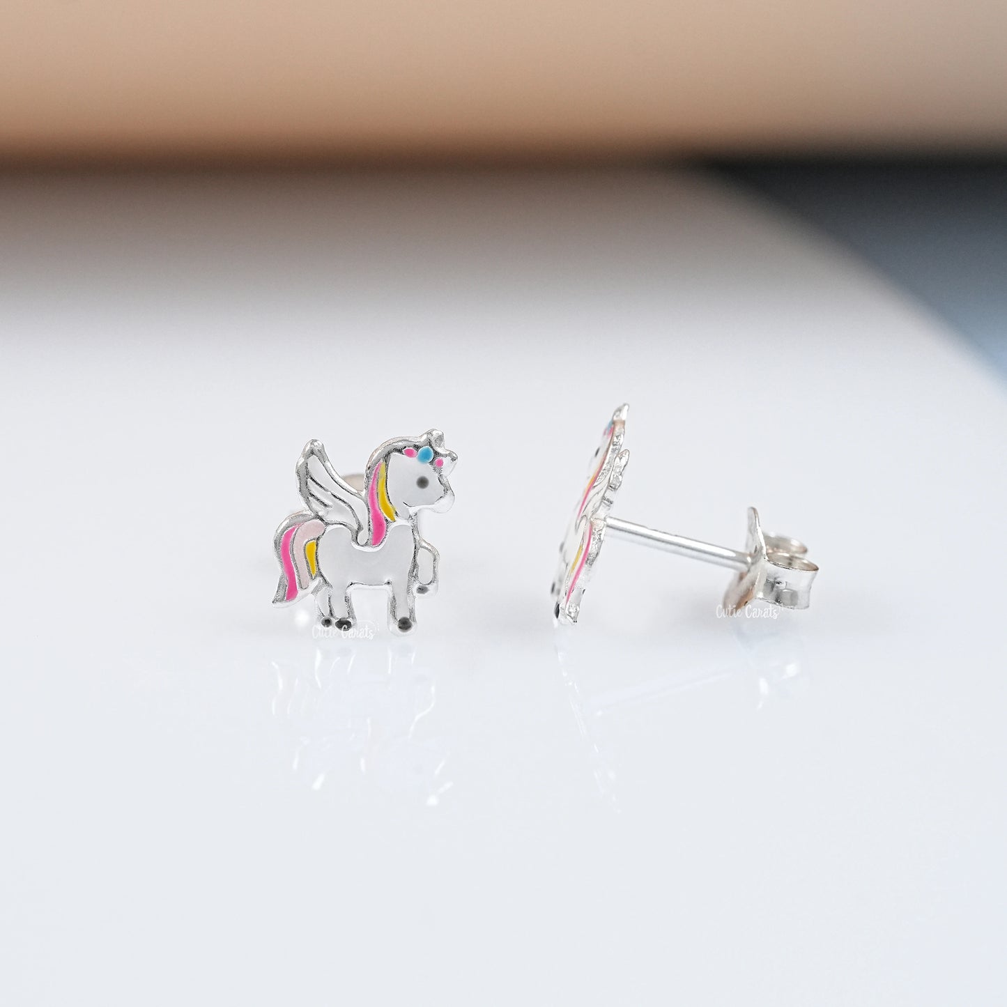 Sterling Silver Unicorn Earrings for Kids