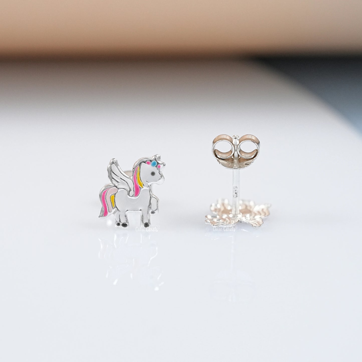 Sterling Silver Unicorn Earrings for Kids