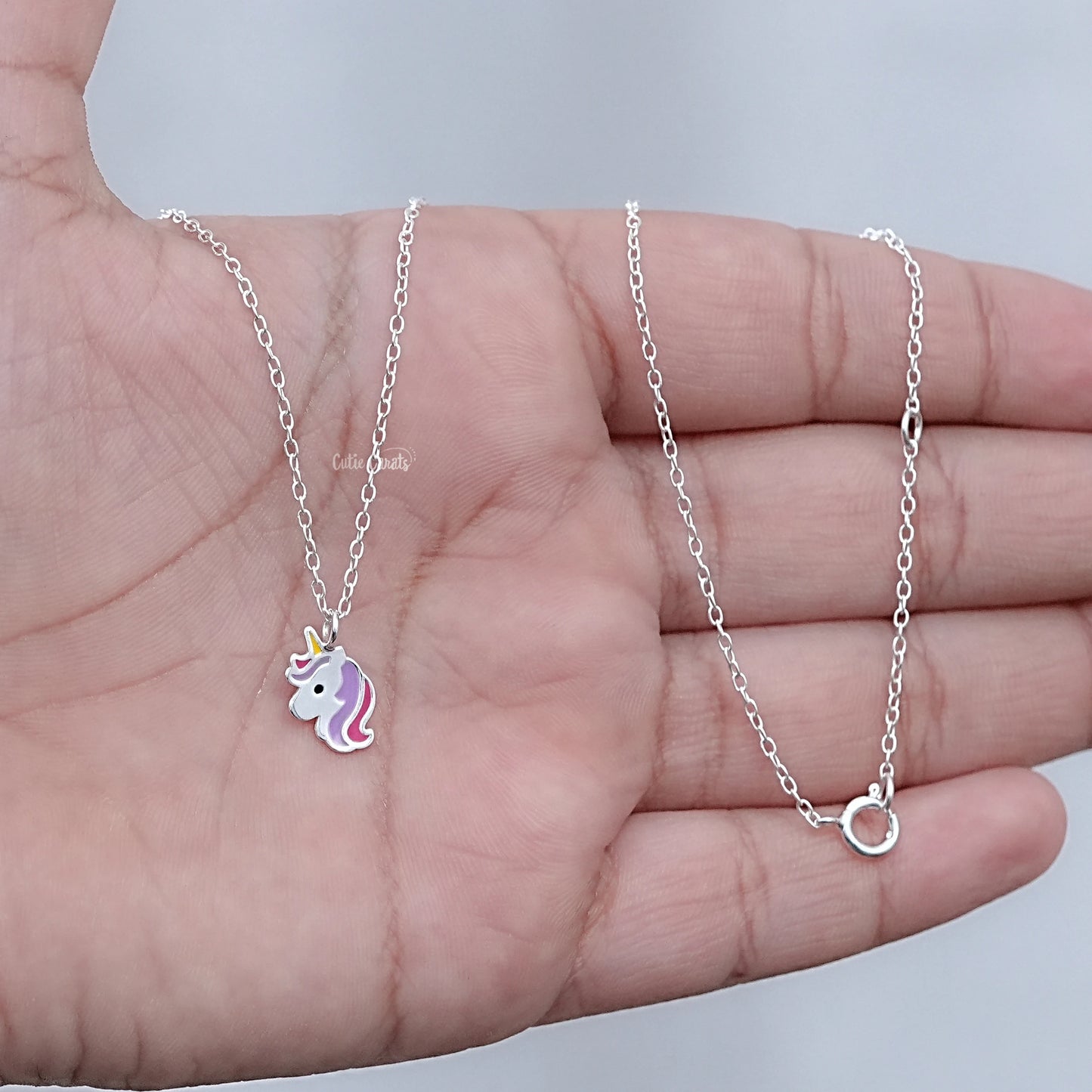 925 Sterling Silver Unicorn Enamel Pendant