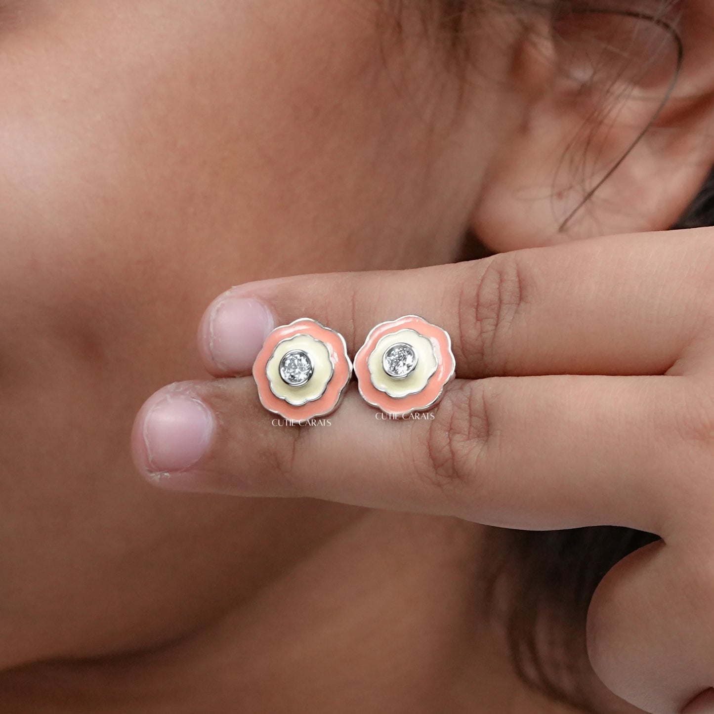 Flower Shape Enamel Stud Earring