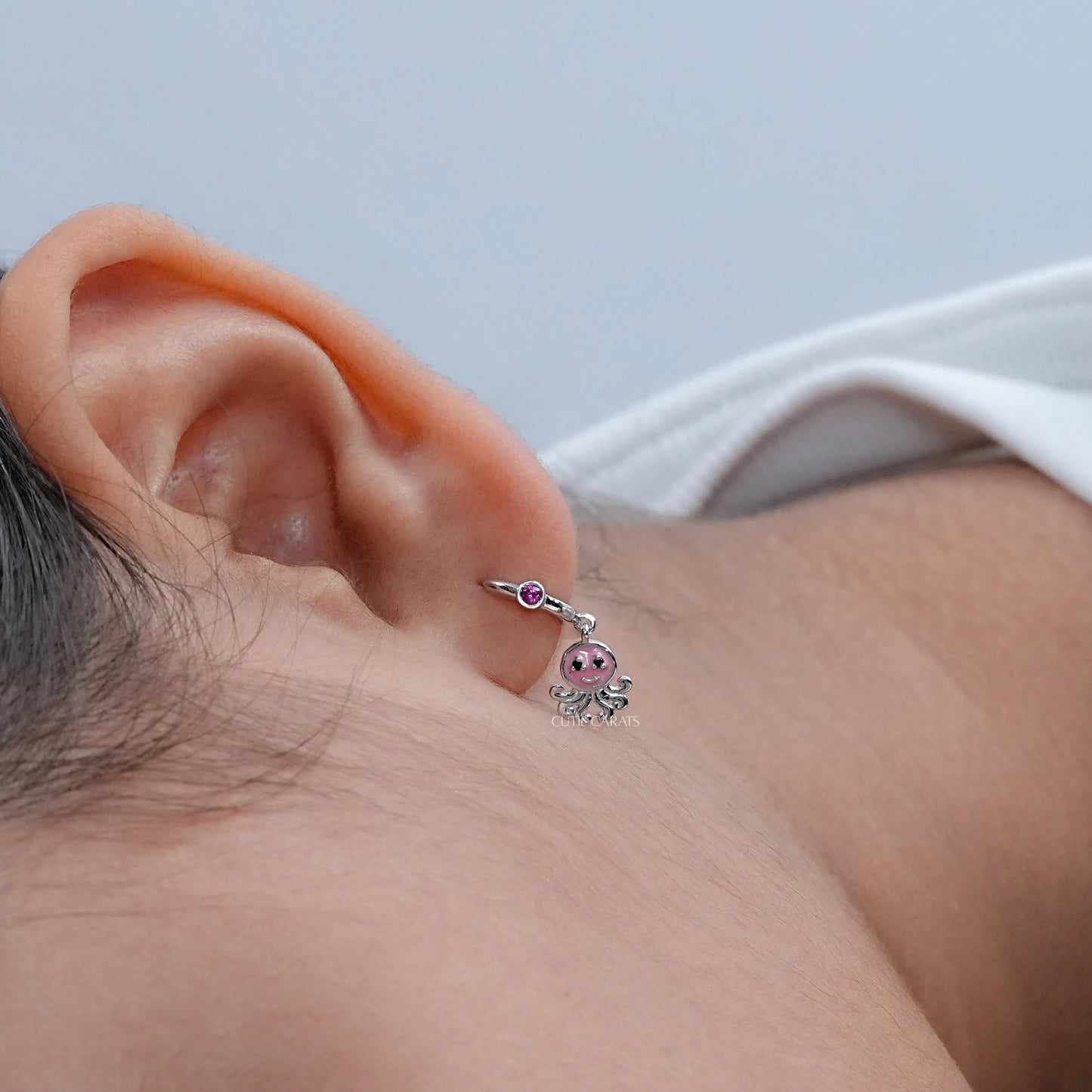 Octopus Enamel Kids Hoop Earrings