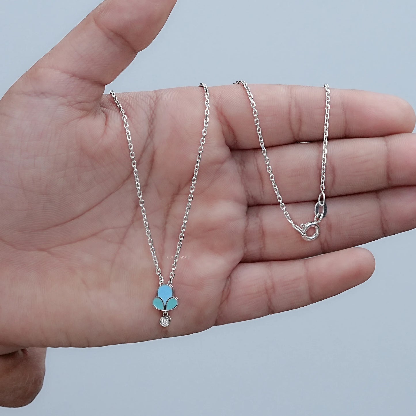 Round Cut Diamond Color Enamel Kids Pendant