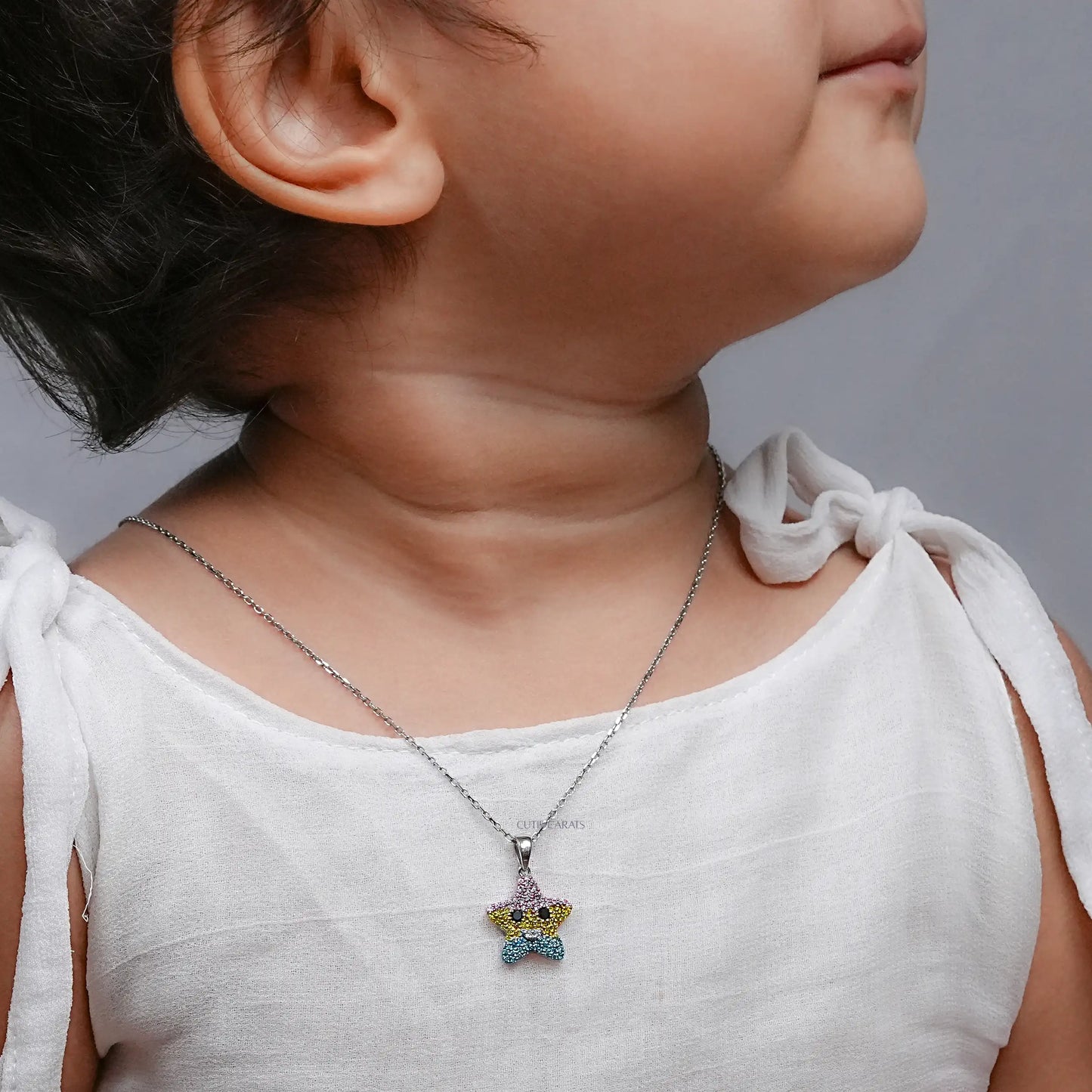 Round Diamond Star Pendant For Kids