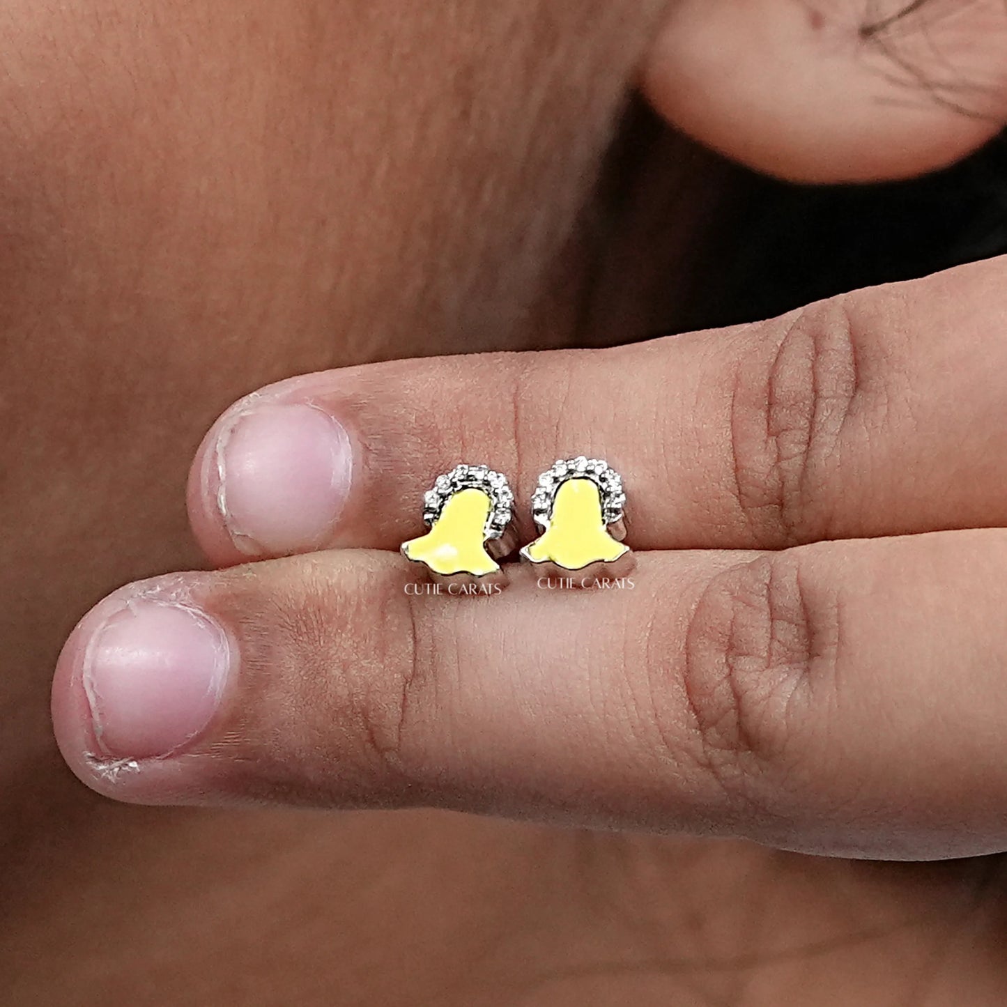 Yellow Enamel Snapchat Earring For Toddler