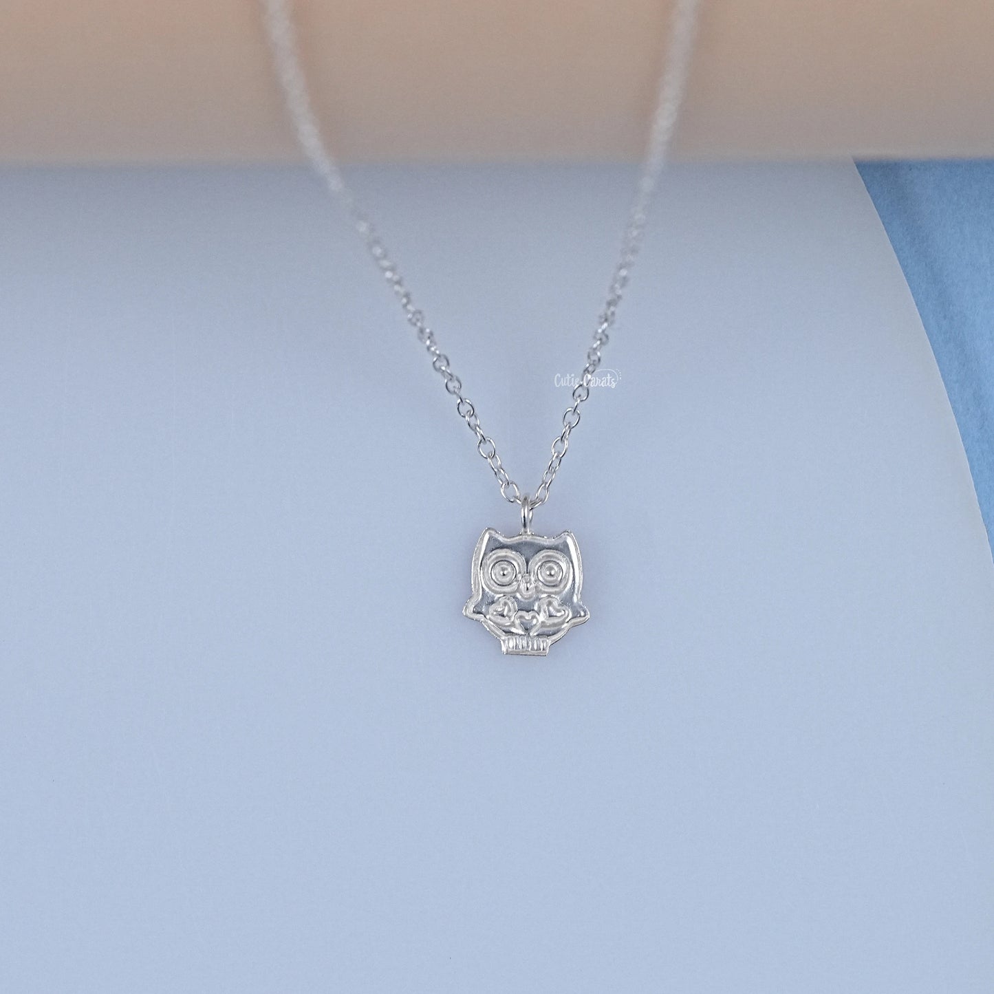 925 Sterling Silver Enamel Owl Pendant Necklace