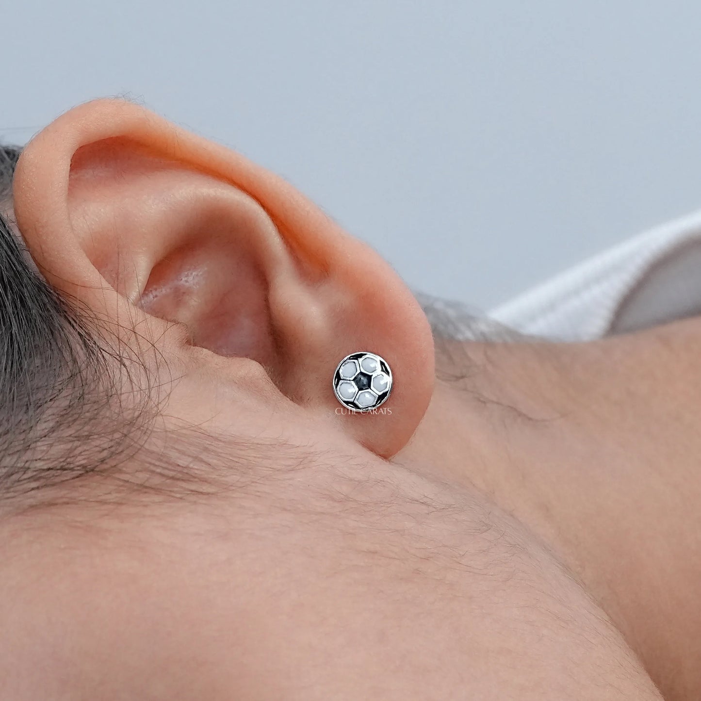 Football Shape Enamel Kids Stud Earrings