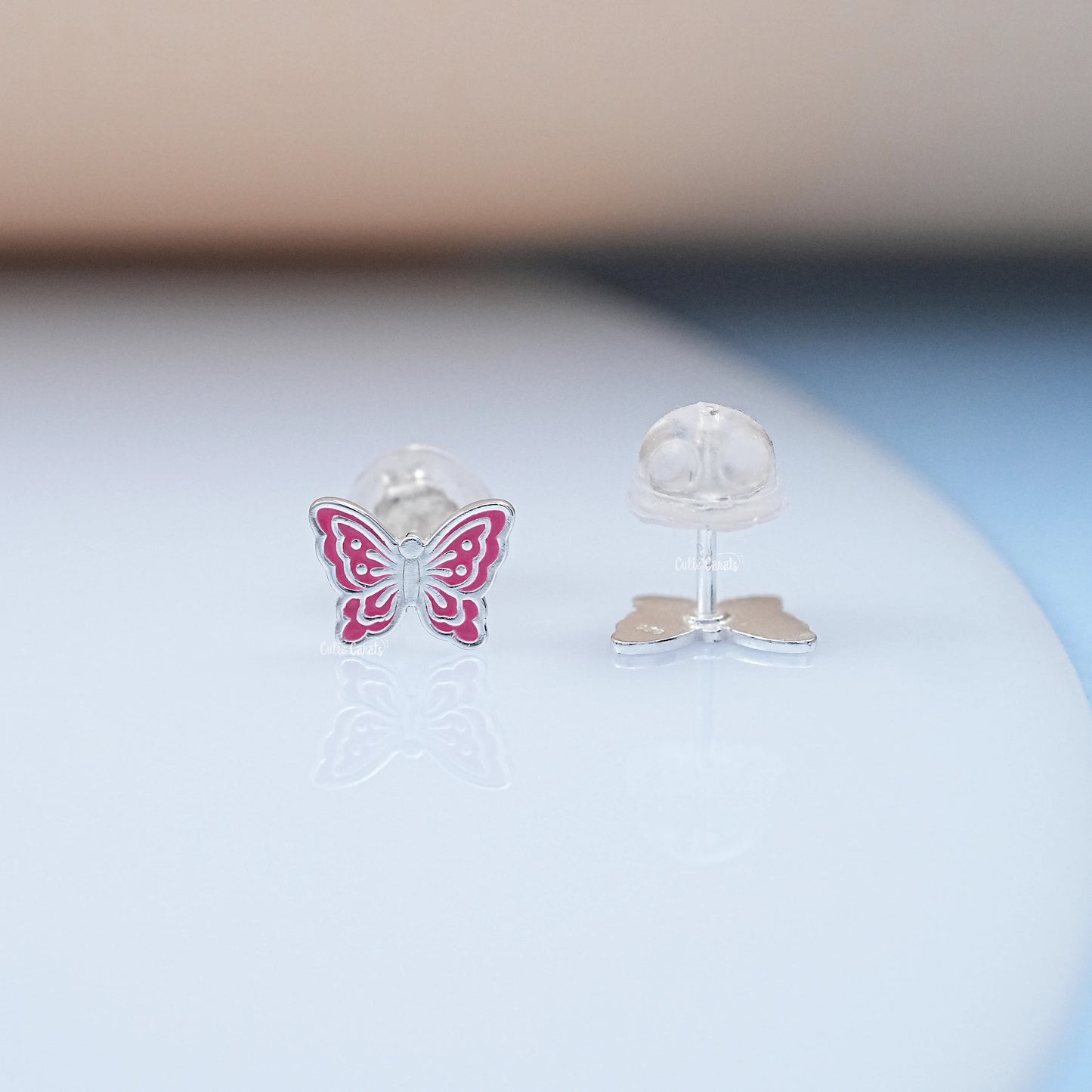 925 Silver Butterfly Enamel Stud Earring