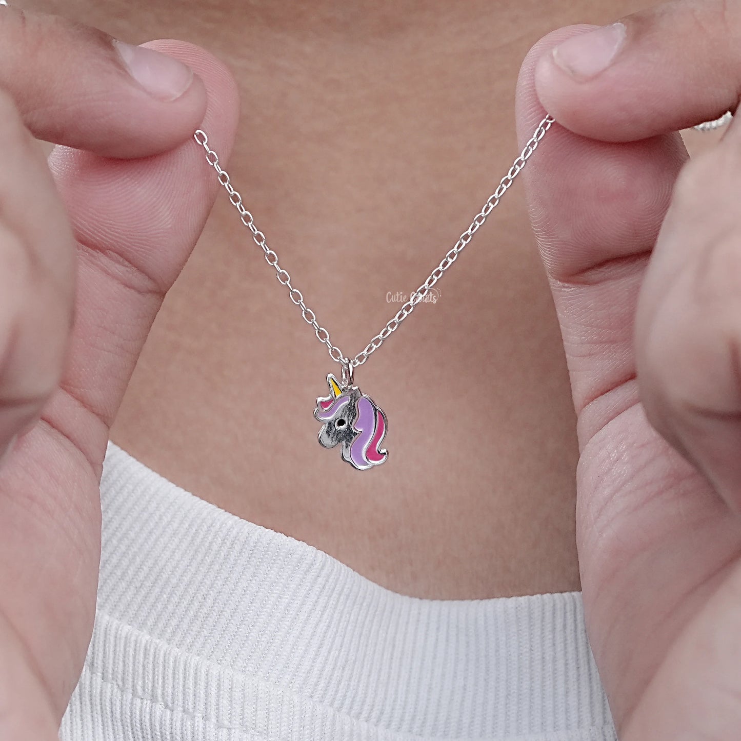 925 Sterling Silver Unicorn Enamel Pendant