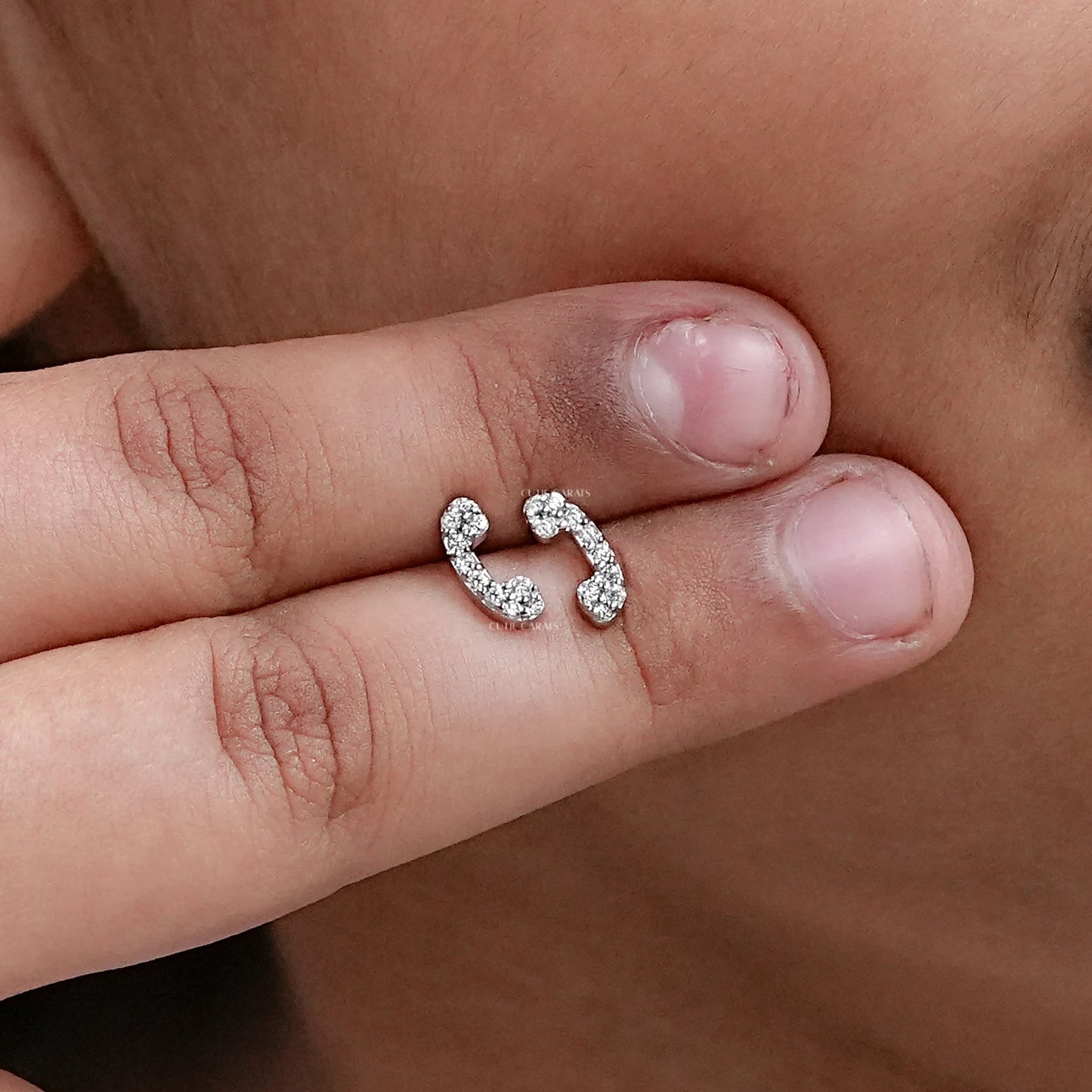 Retro Phone Shape Diamond Earrings For Kids