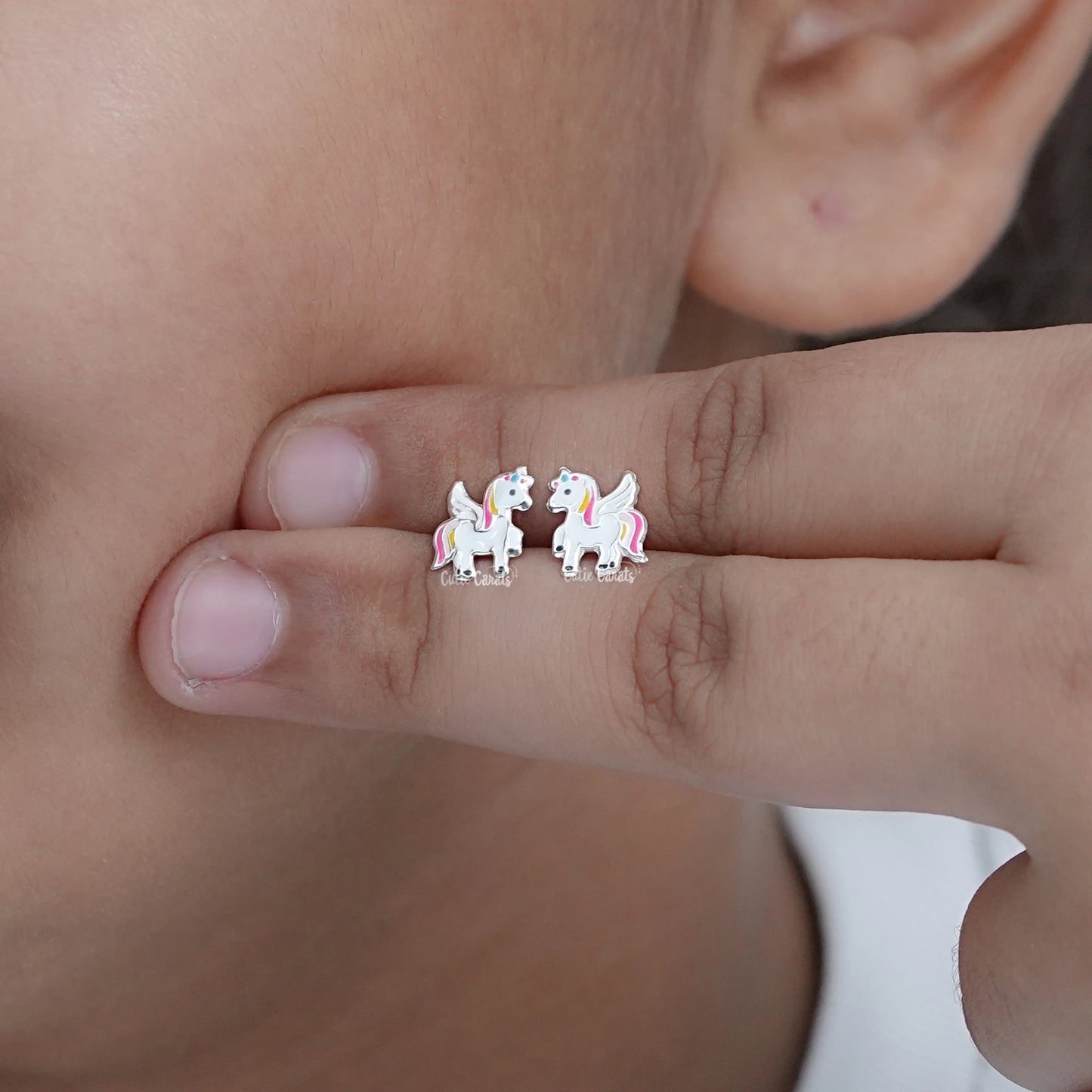 Sterling Silver Unicorn Earrings for Kids