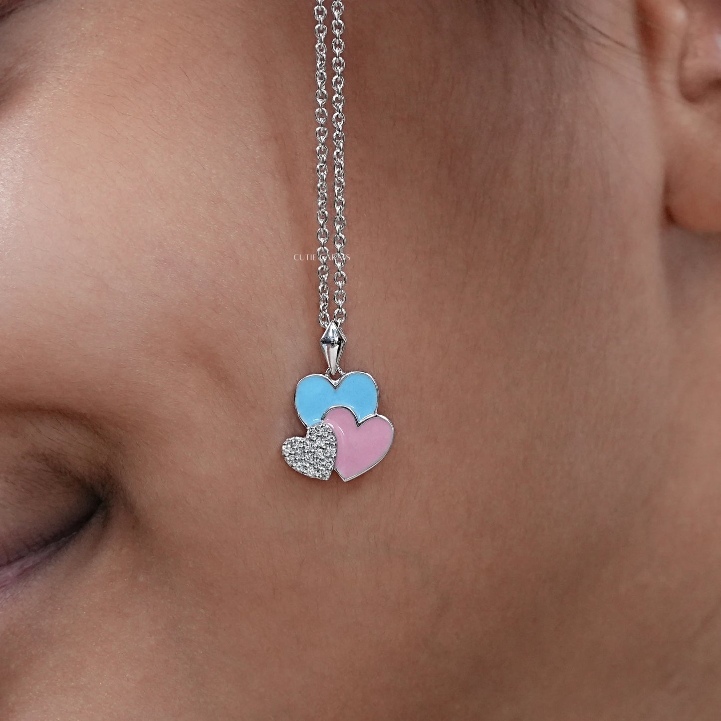 Adorable Enamel Heart Necklace For Children