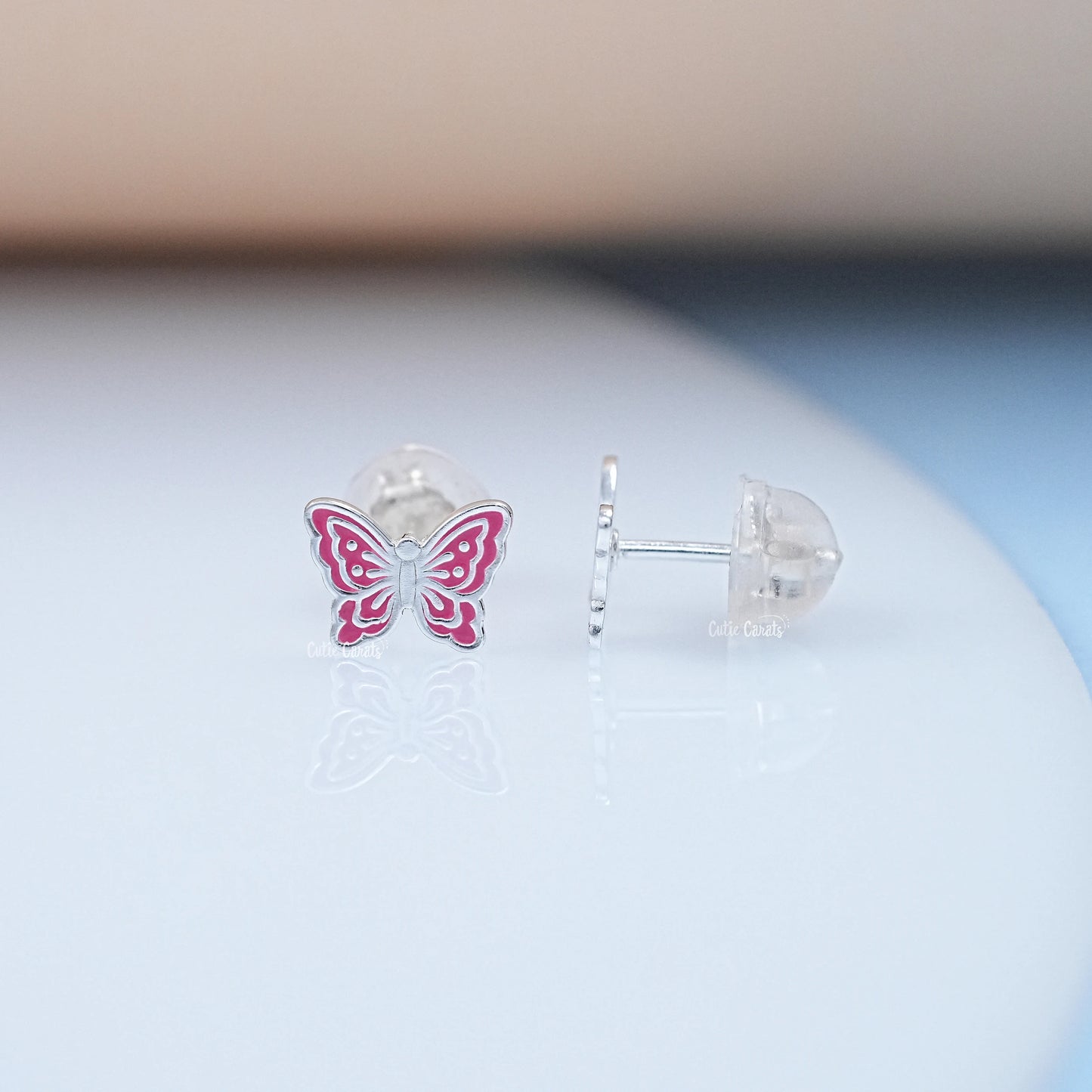 925 Silver Butterfly Enamel Stud Earring