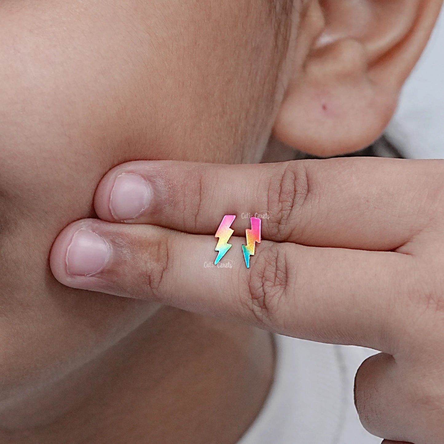 Rainbow Lighting Stud Earring For Kids