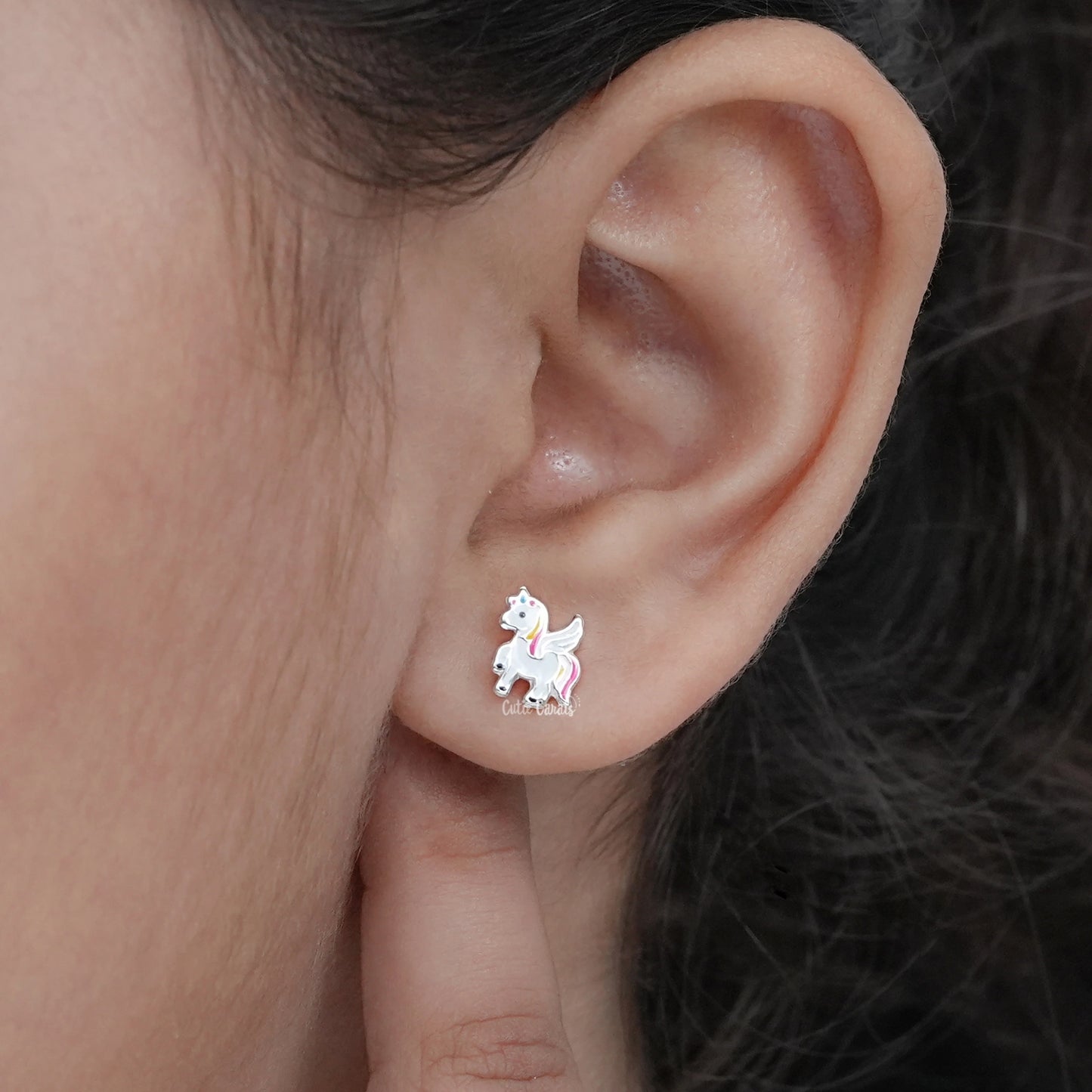 Sterling Silver Unicorn Earrings for Kids
