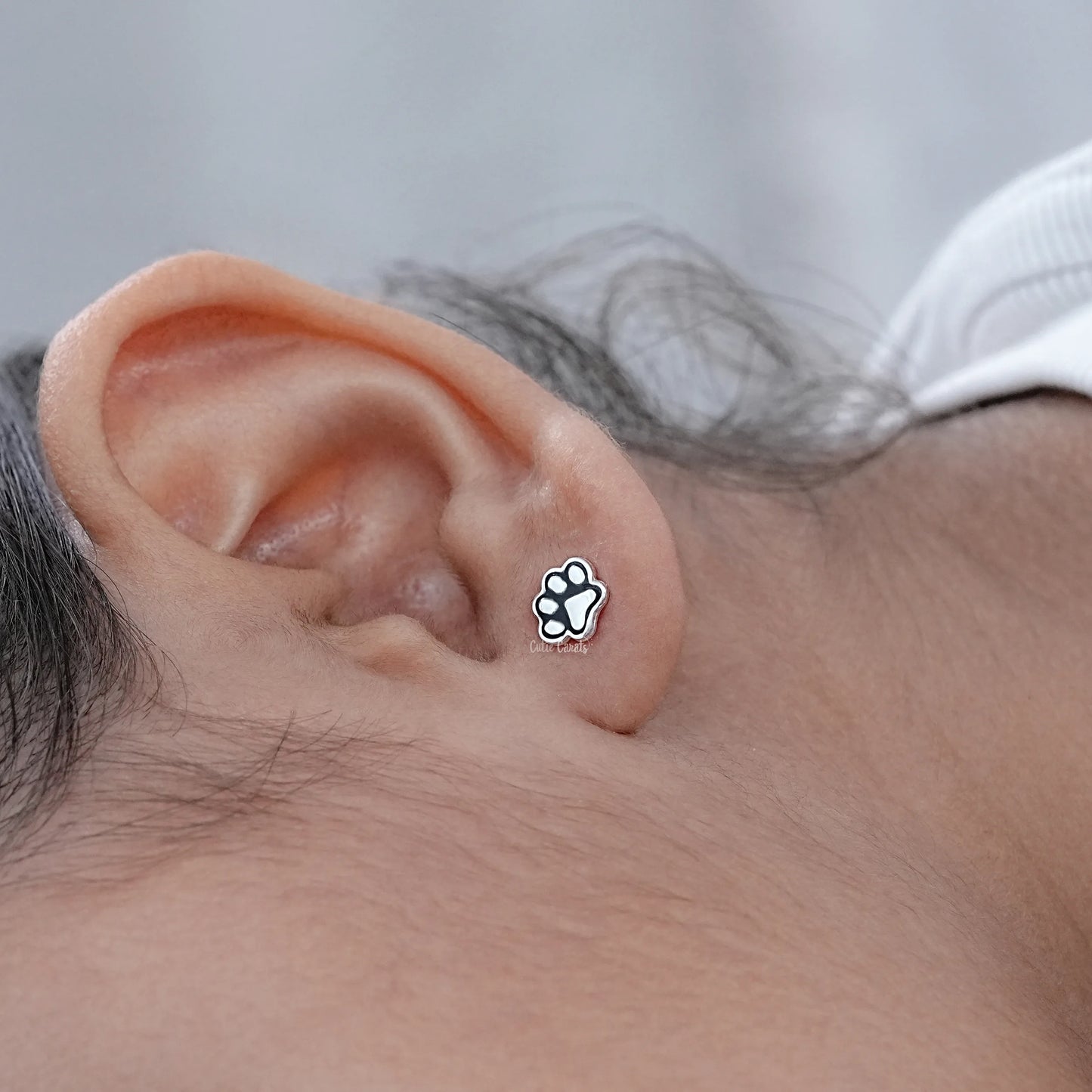 925 Silver Paw Enamel Studs Earring