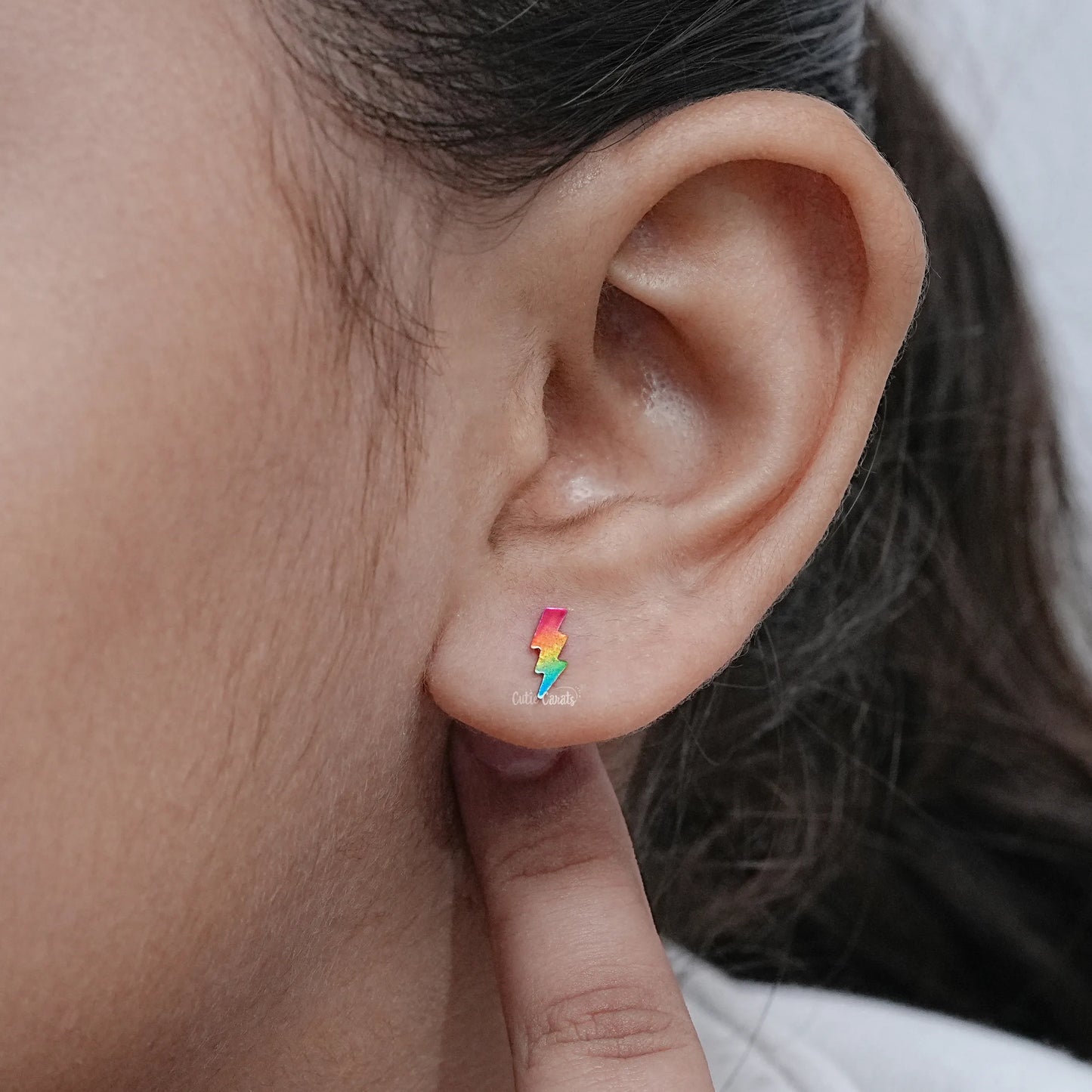 Rainbow Lighting Stud Earring For Kids
