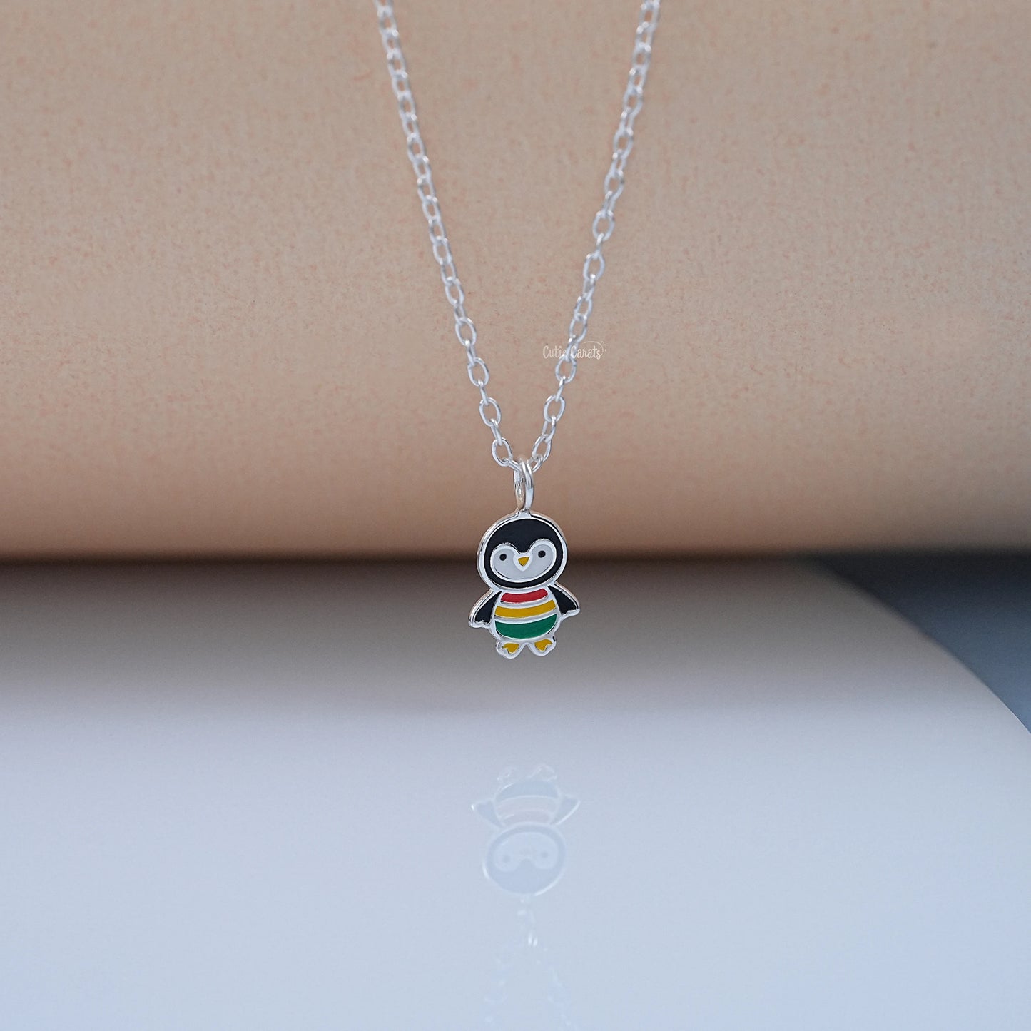 925 Sterling Silver Colorful Penguin Pendant