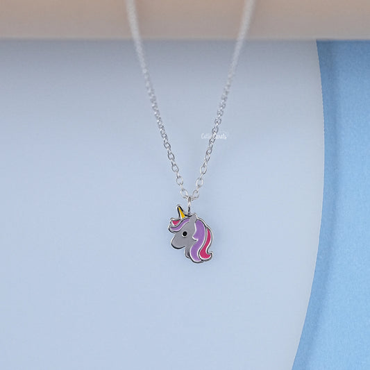 925 Sterling Silver Unicorn Enamel Pendant