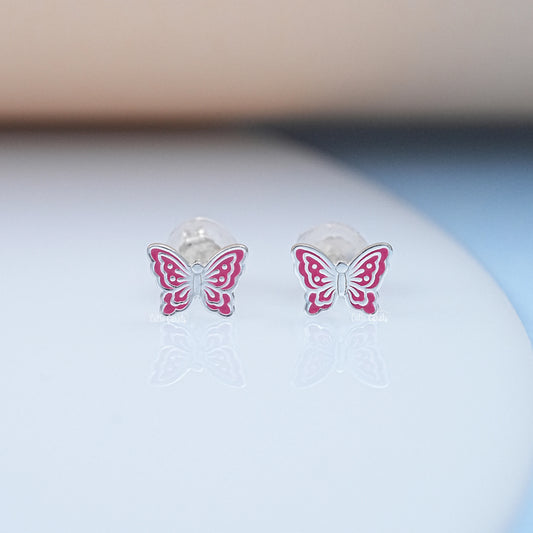 925 Silver Butterfly Enamel Stud Earring