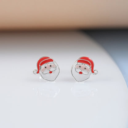 Dainty Santa Claus Enamel Stud Earrings