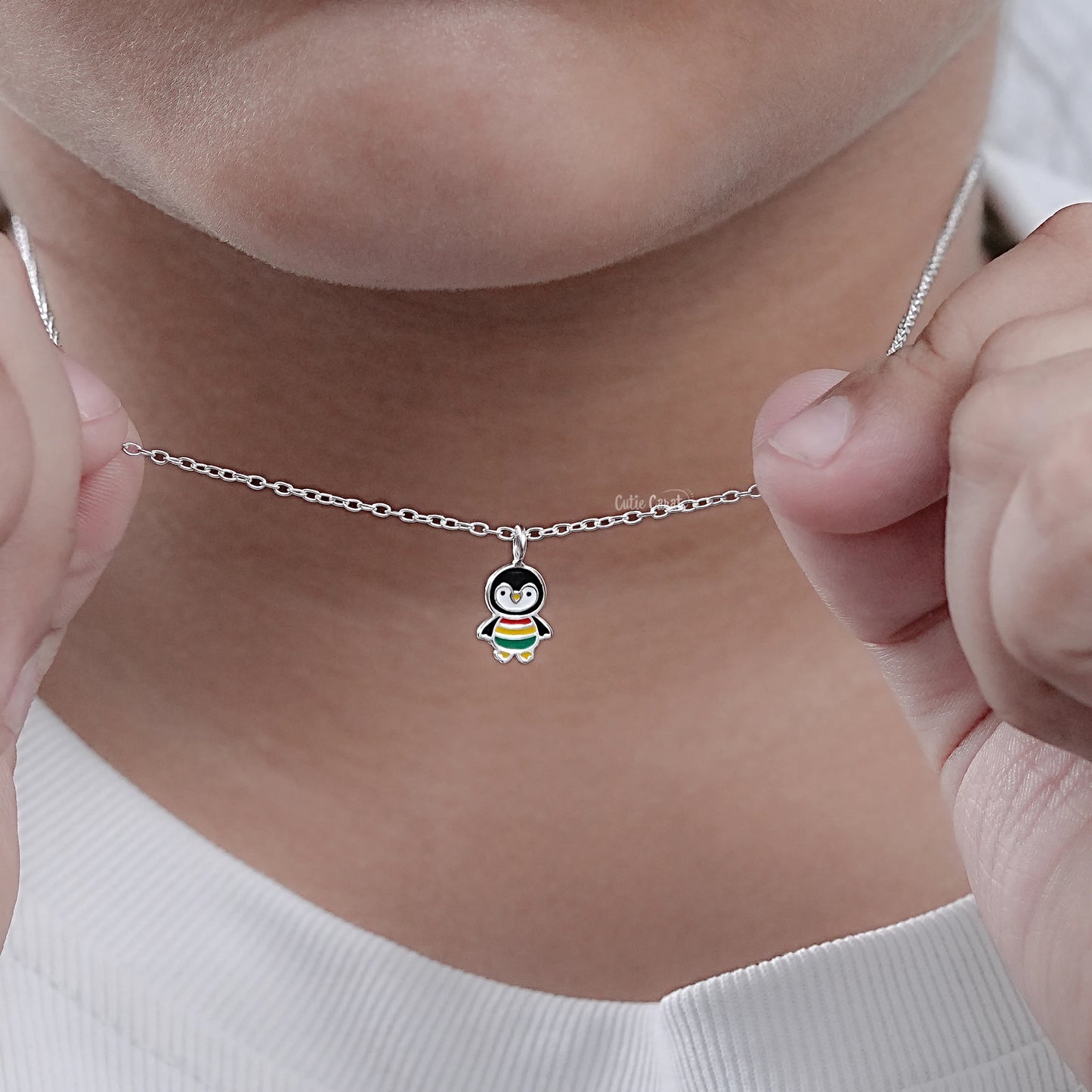 925 Sterling Silver Colorful Penguin Pendant
