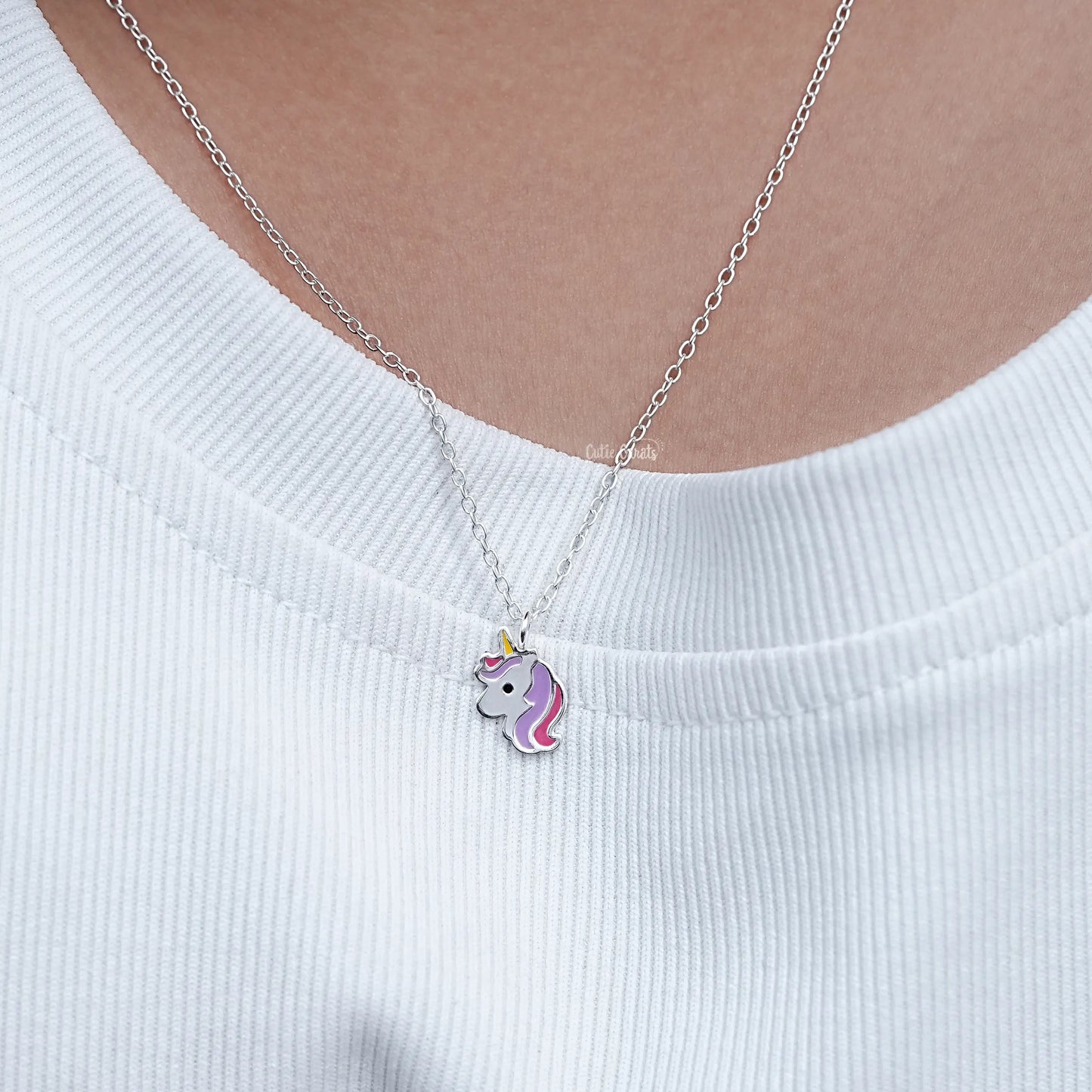 925 Sterling Silver Unicorn Enamel Pendant