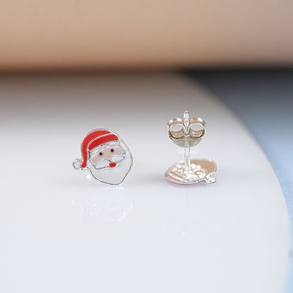 Dainty Santa Claus Enamel Stud Earrings