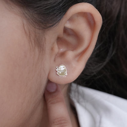 Dainty Sloth Enamel Baby Stud Earrings