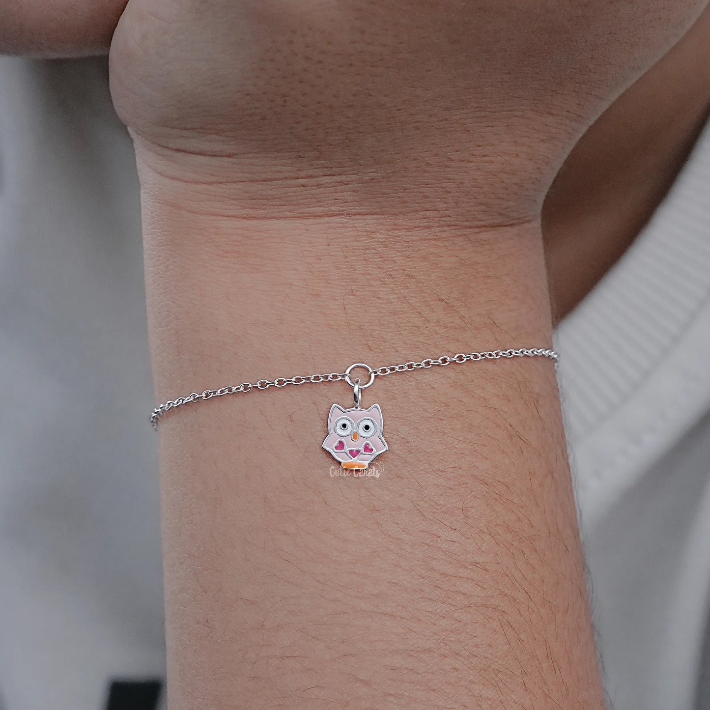 Dainty Owl Bracelet In Sterling Silver