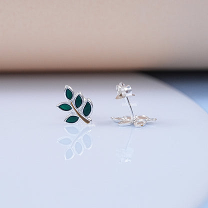 Green Leaf Enamel Kids Stud  Earring