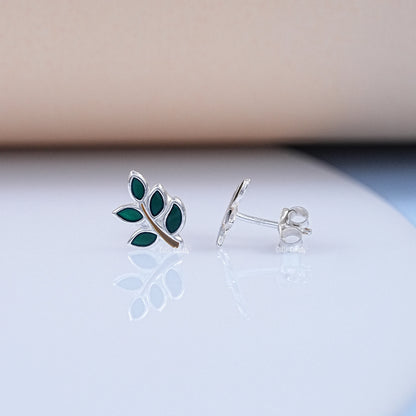 Green Leaf Enamel Kids Stud  Earring