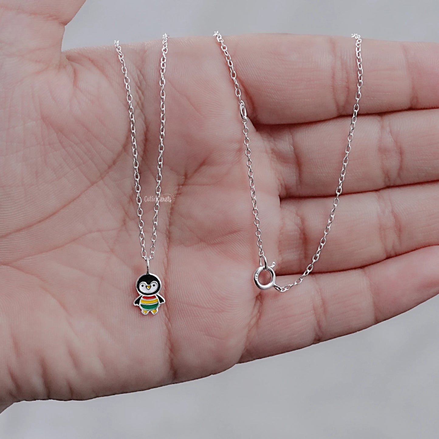 925 Sterling Silver Colorful Penguin Pendant