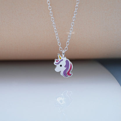 925 Sterling Silver Unicorn Enamel Pendant