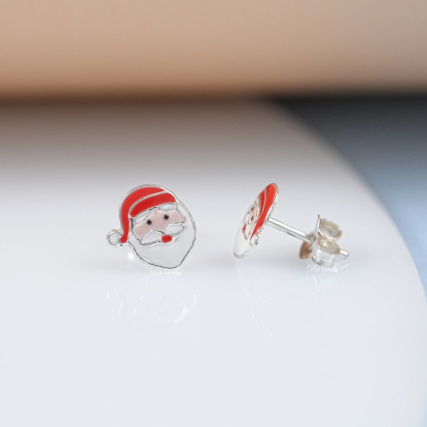 Dainty Santa Claus Enamel Stud Earrings
