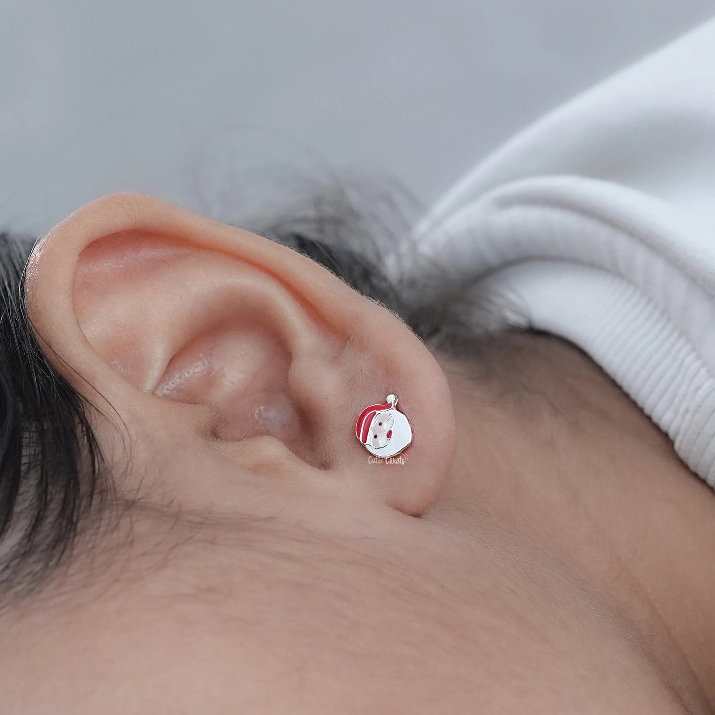Dainty Santa Claus Enamel Stud Earrings