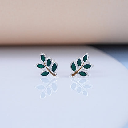 Green Leaf Enamel Kids Stud  Earring