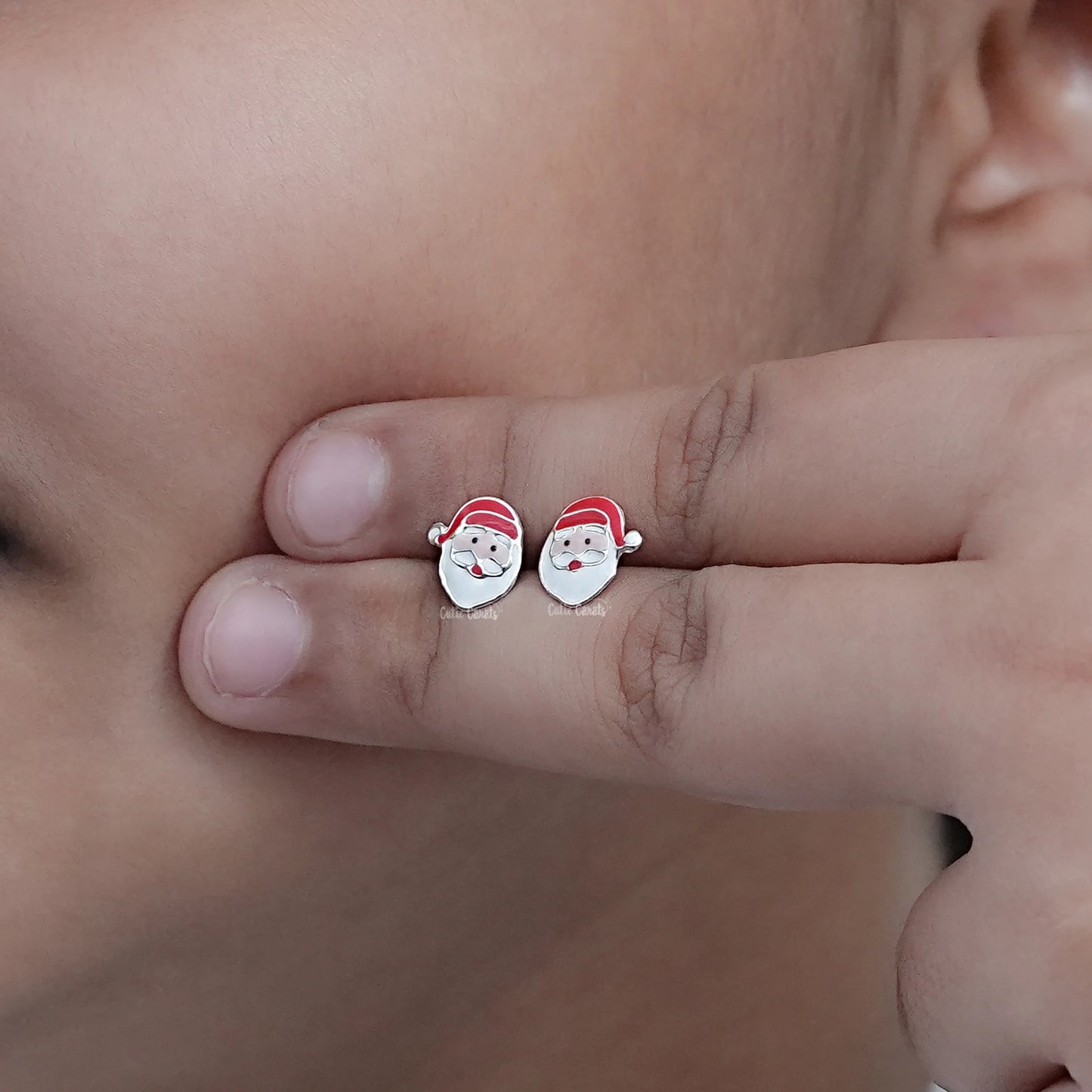 Dainty Santa Claus Enamel Stud Earrings