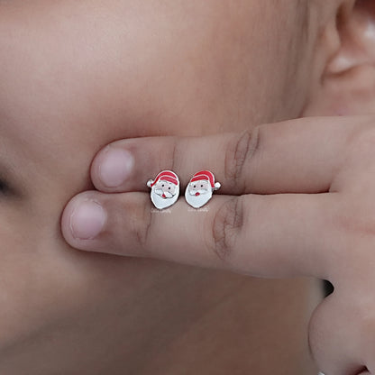 Dainty Santa Claus Enamel Stud Earrings