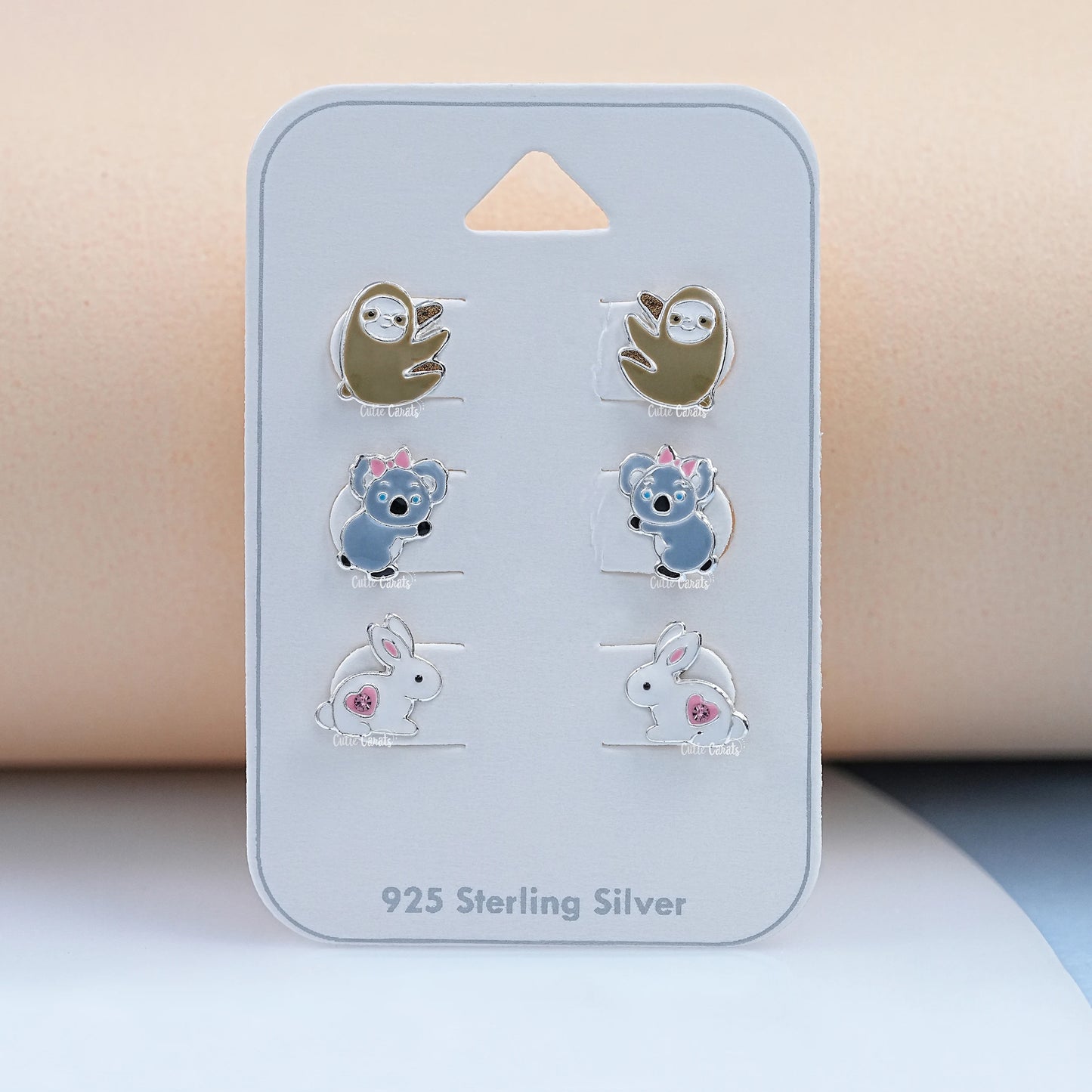 Dainty Sloth Enamel Baby Stud Earrings