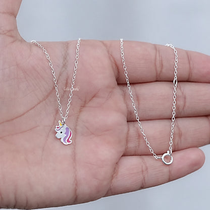 925 Sterling Silver Unicorn Enamel Pendant
